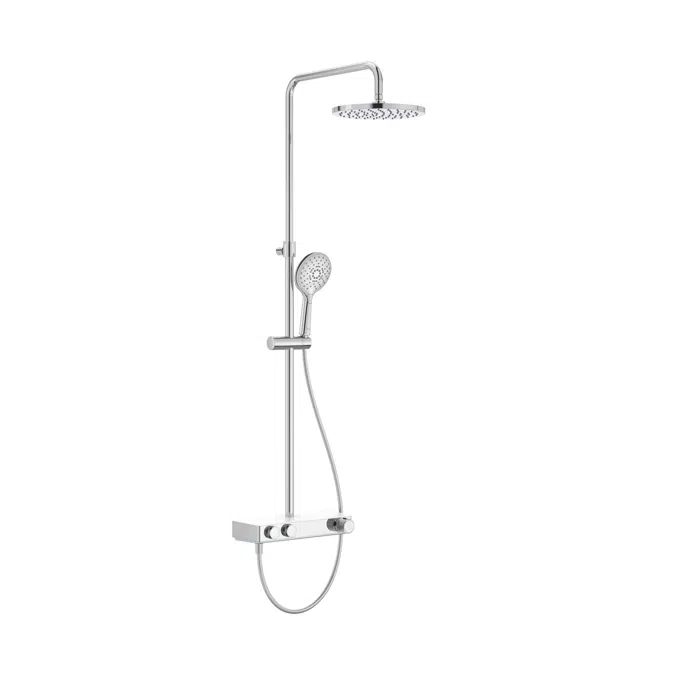 Index-T Switch Thermostatic shower column with shelf for shower