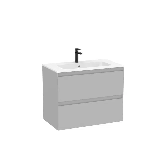Tenue Unik - Base unit with two drawers and ceramic basin in matt white finish