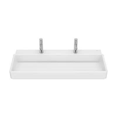 afbeelding voor Tura Ceramic wall-hung basin with two tap holes