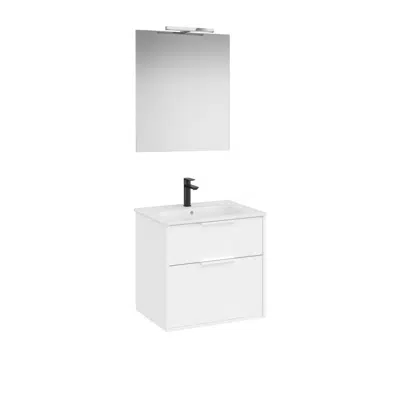 Image for Optica Pack - Base unit with two drawers , ceramic basin, mirror and LED spotlight