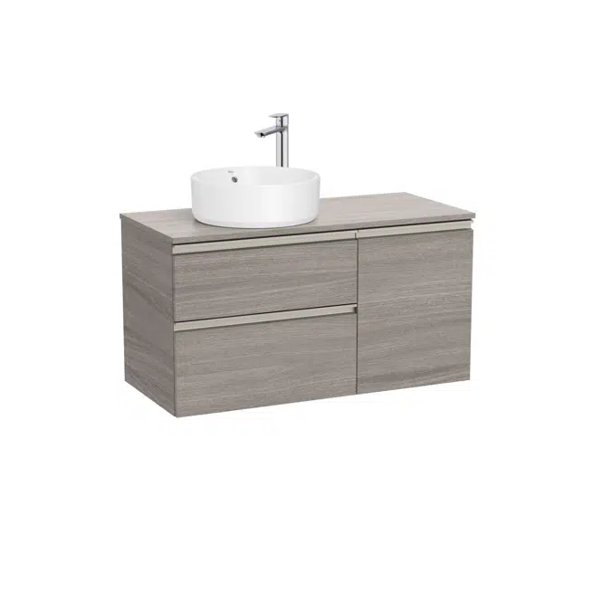 The Gap Base unit with two drawers, one door and over countertop basin on the left