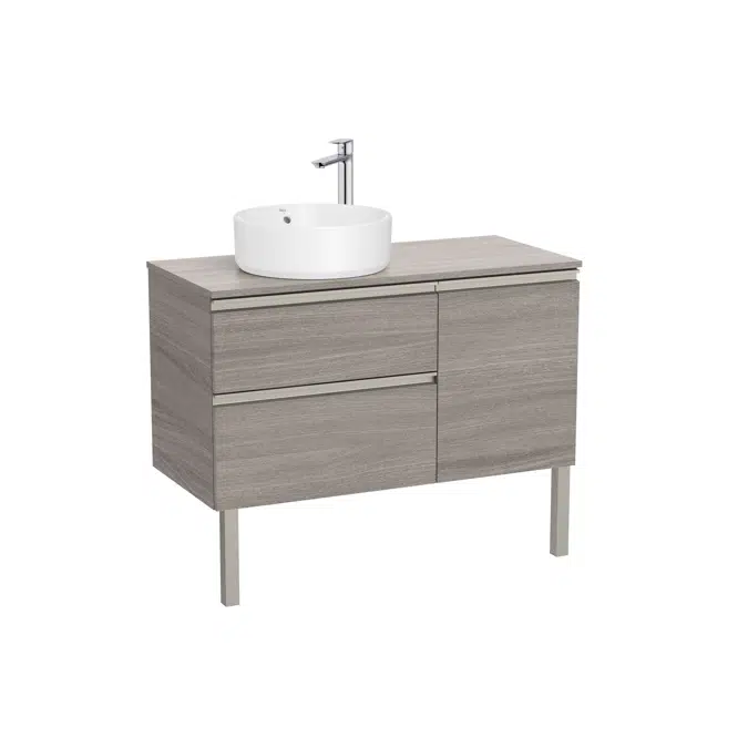 The Gap Base unit with two drawers, one door and over countertop basin on the left