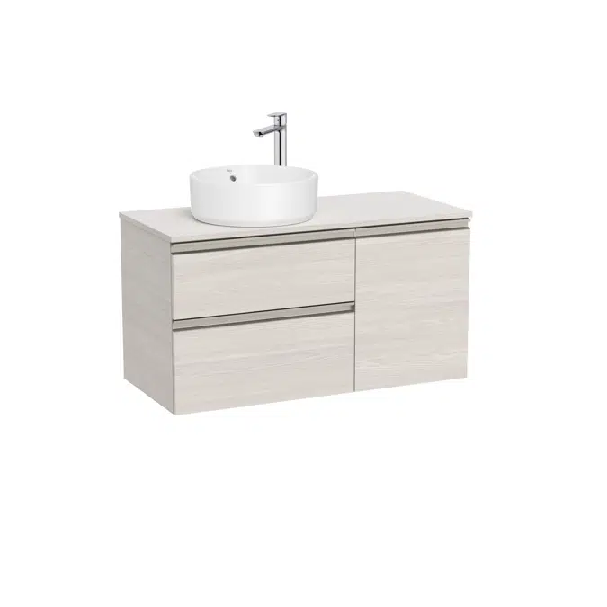 The Gap Base unit with two drawers, one door and over countertop basin on the left