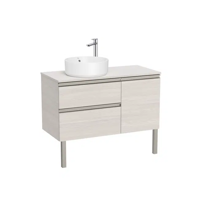 The Gap Base unit with two drawers, one door and over countertop basin on the left