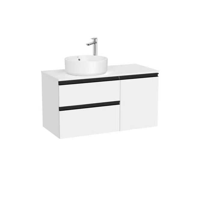 The Gap Base unit with two drawers, one door and over countertop basin on the left