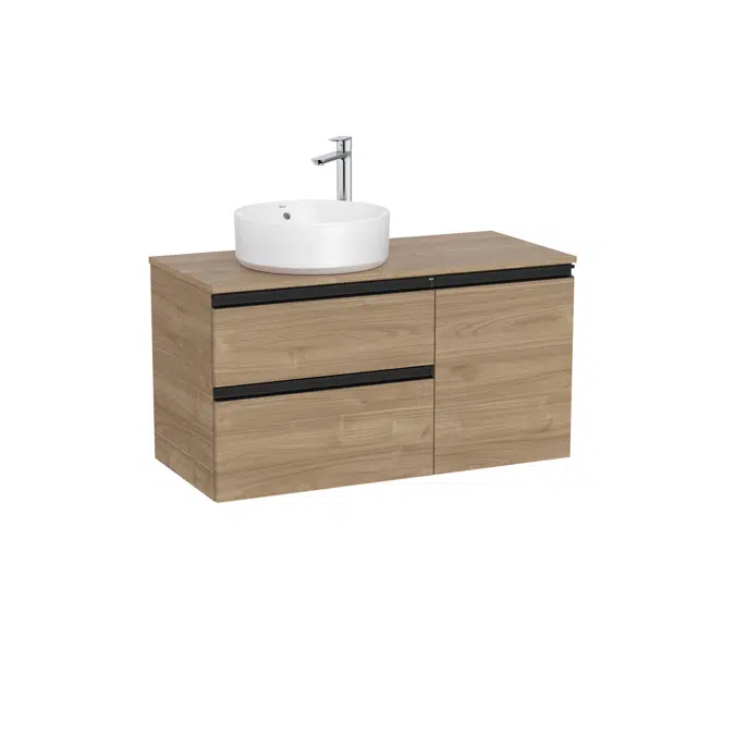 The Gap Base unit with two drawers, one door and over countertop basin on the left