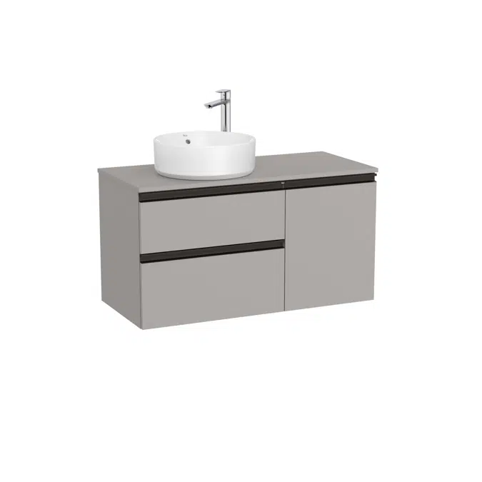 The Gap Base unit with two drawers, one door and over countertop basin on the left