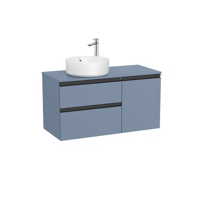 The Gap Base unit with two drawers, one door and over countertop basin on the left