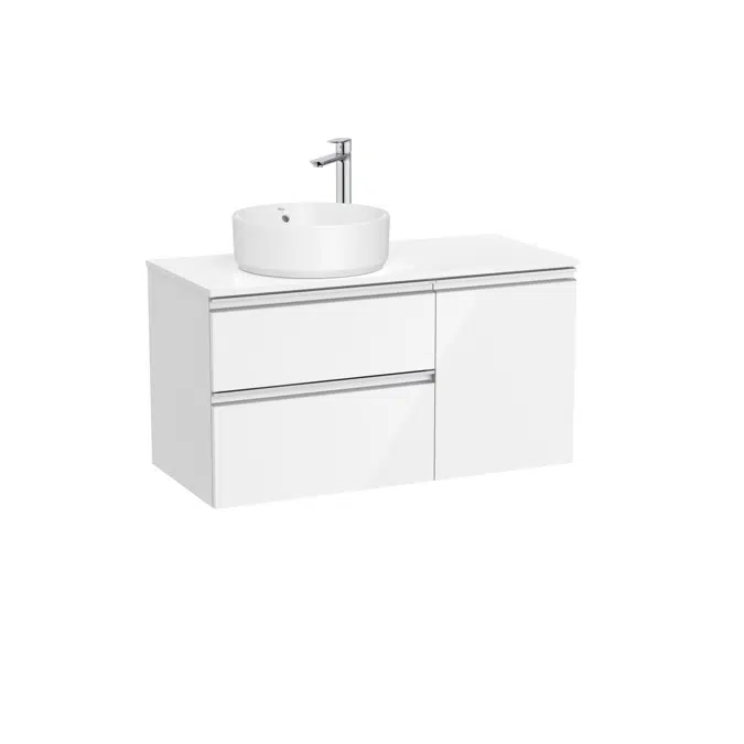 The Gap Base unit with two drawers, one door and over countertop basin on the left