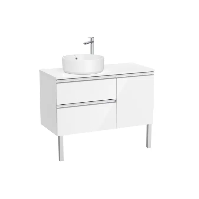 The Gap Base unit with two drawers, one door and over countertop basin on the left