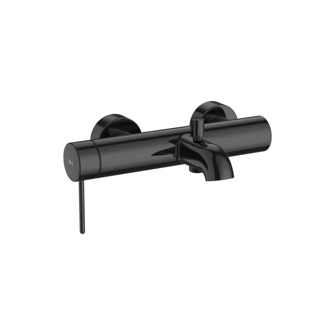 Nu  Wall-mounted bath-shower mixer with automatic diverter and Pin handle
