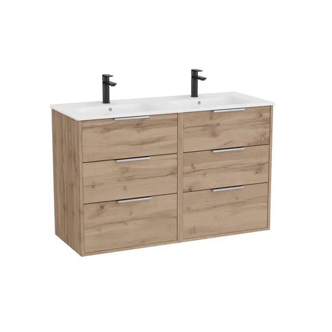 Optica Unik - Base unit with six drawers and double ceramic basin