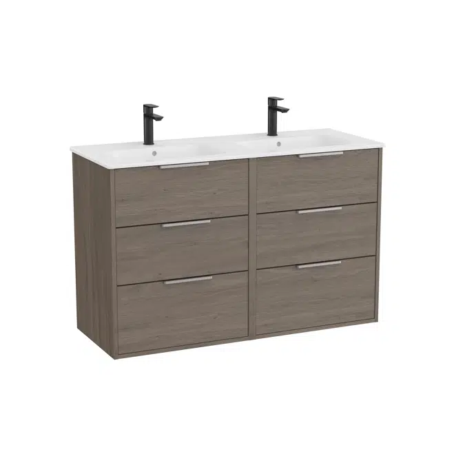 Optica Unik - Base unit with six drawers and double ceramic basin