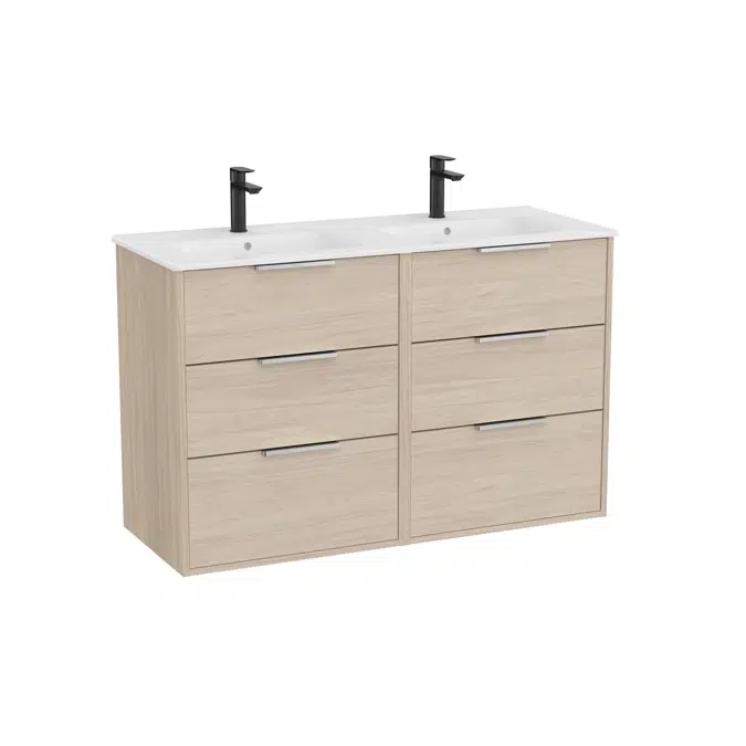 Optica Unik - Base unit with six drawers and double ceramic basin