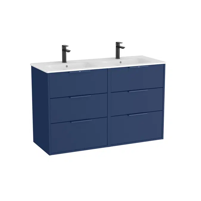 Optica Unik - Base unit with six drawers and double ceramic basin