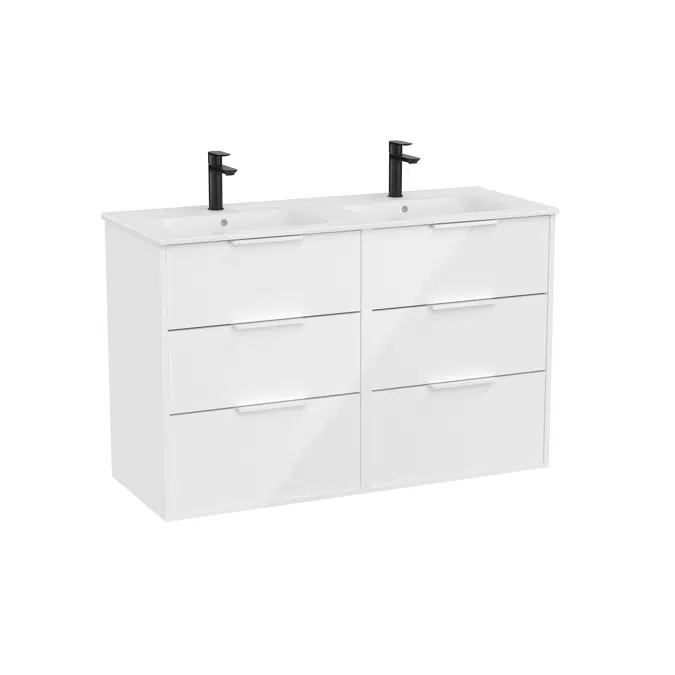 Optica Unik - Base unit with six drawers and double ceramic basin