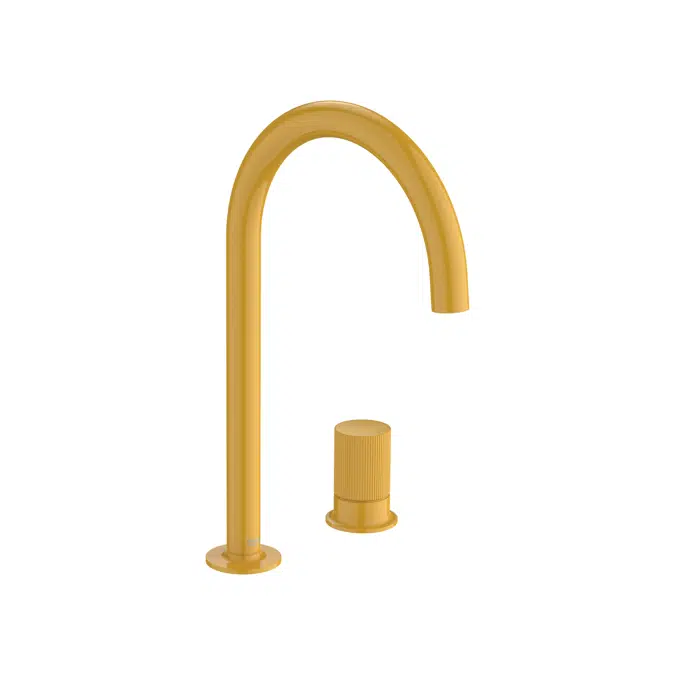 Nu  Basin mixer smooth body, deck-mounted and lateral handle - 2 holes - and Stripes handle  L-SIZE