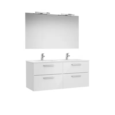 VICTORIA BASIC Pack 1190 (base unit with four drawers, double sink, mirror and two LED wall lights) için görüntü