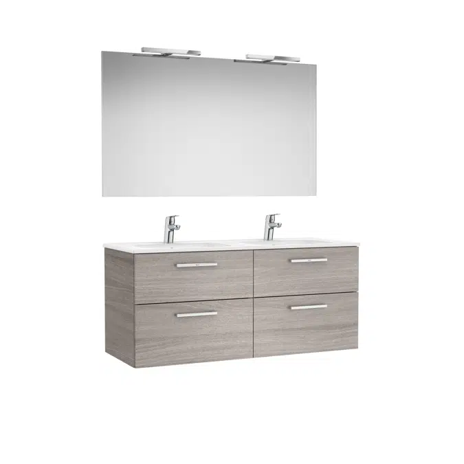 VICTORIA BASIC Pack 1190 (base unit with four drawers, double sink, mirror and two LED wall lights)