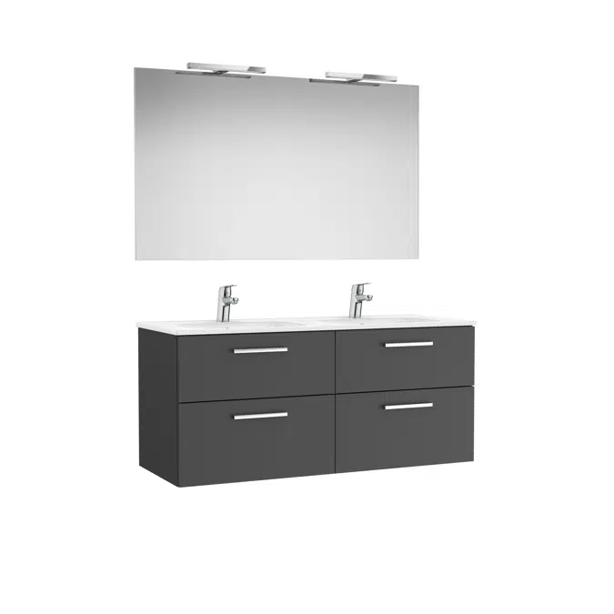 VICTORIA BASIC Pack 1190 (base unit with four drawers, double sink, mirror and two LED wall lights)