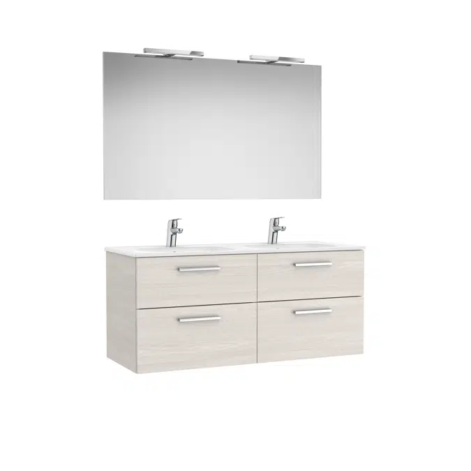 VICTORIA BASIC Pack 1190 (base unit with four drawers, double sink, mirror and two LED wall lights)