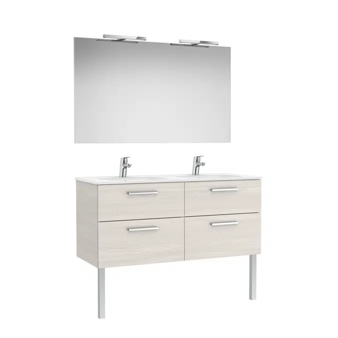 VICTORIA BASIC Pack 1190 (base unit with four drawers, double sink, mirror and two LED wall lights)