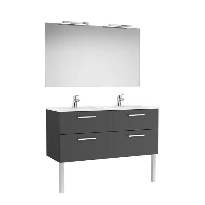 VICTORIA BASIC Pack 1190 (base unit with four drawers, double sink, mirror and two LED wall lights)