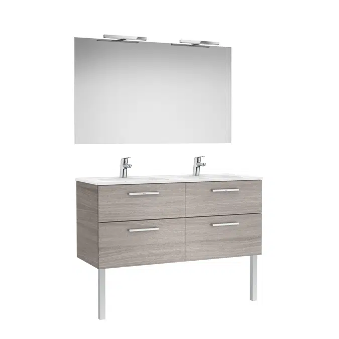 VICTORIA BASIC Pack 1190 (base unit with four drawers, double sink, mirror and two LED wall lights)