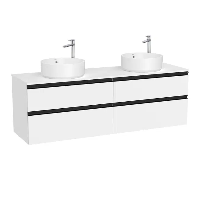 The Gap Base unit with two drawers and centred over countertop basin