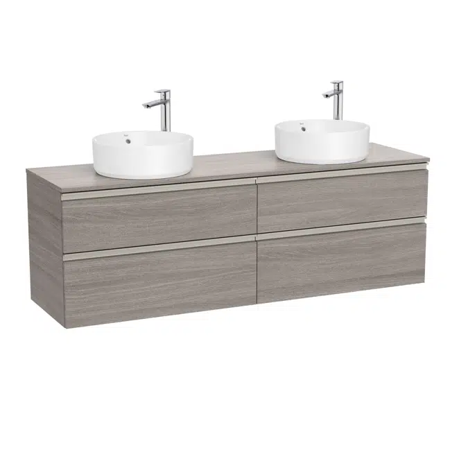 The Gap Base unit with two drawers and centred over countertop basin