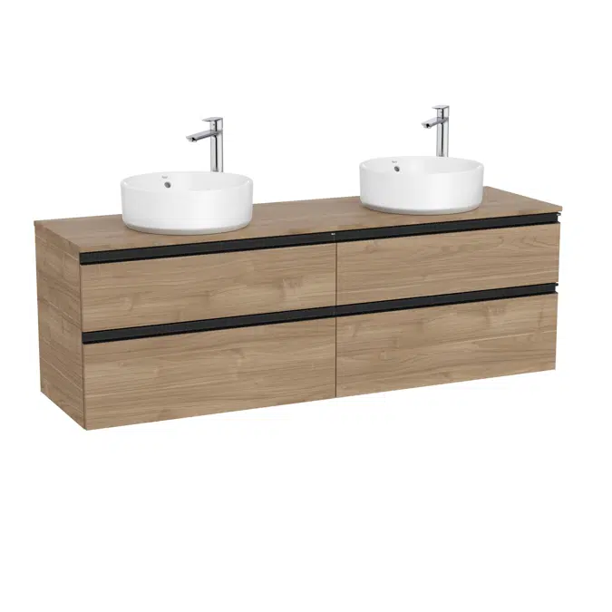 The Gap Base unit with two drawers and centred over countertop basin