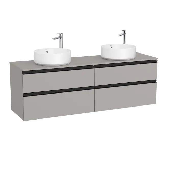 The Gap Base unit with two drawers and centred over countertop basin