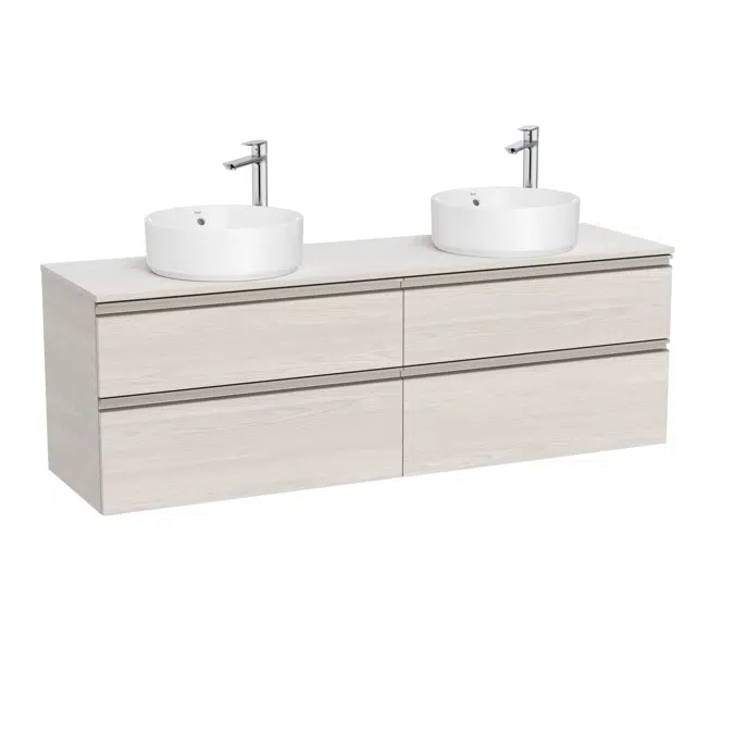 The Gap Base unit with two drawers and centred over countertop basin