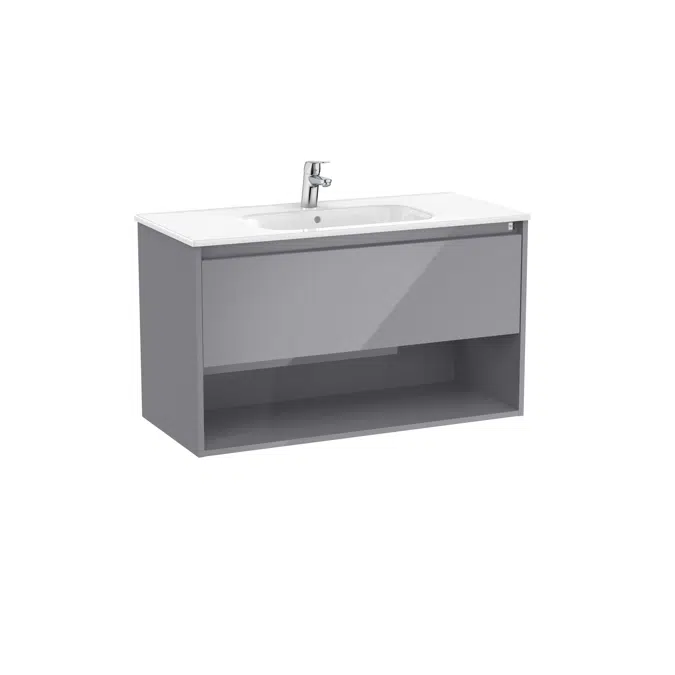 Tenor  Unik - base unit with one drawer, bottom shelf and basin