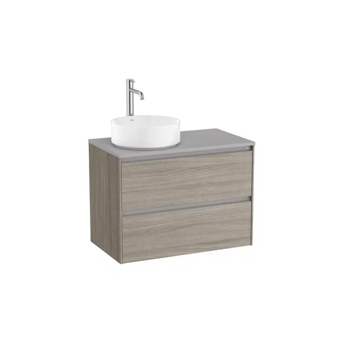 ONA Base unit for over countertop left hand basin with two drawers