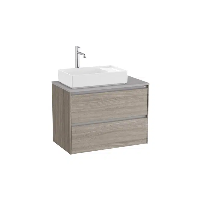 ONA Base unit for over countertop left hand basin with two drawers
