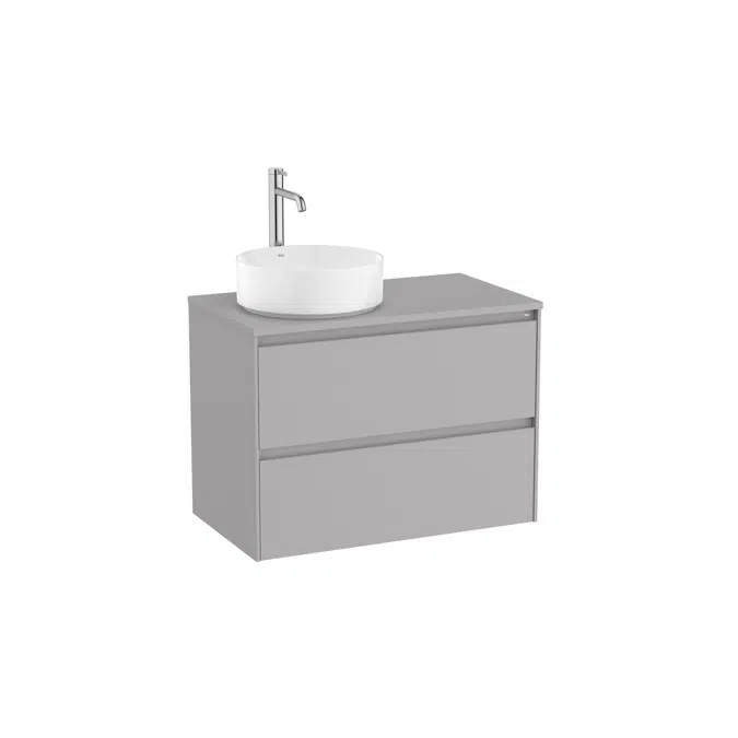 ONA Base unit for over countertop left hand basin with two drawers