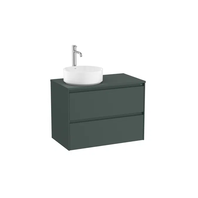 ONA Base unit for over countertop left hand basin with two drawers