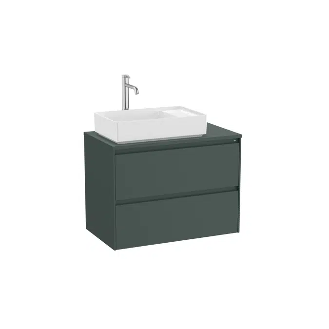 ONA Base unit for over countertop left hand basin with two drawers