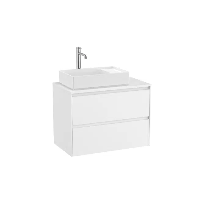 ONA Base unit for over countertop left hand basin with two drawers