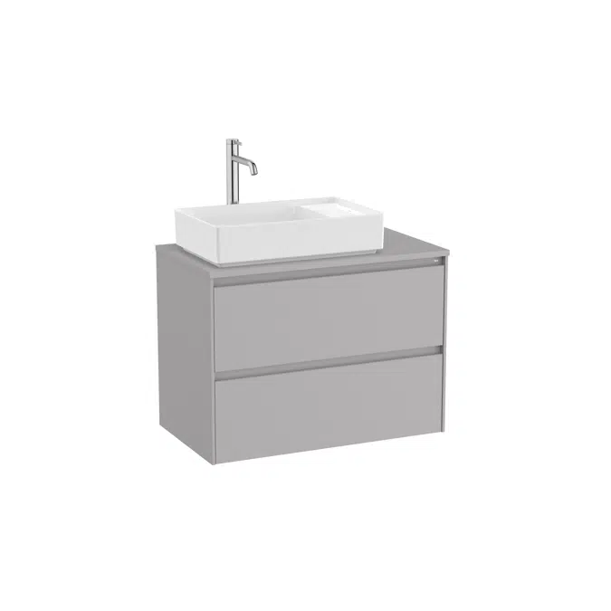 ONA Base unit for over countertop left hand basin with two drawers