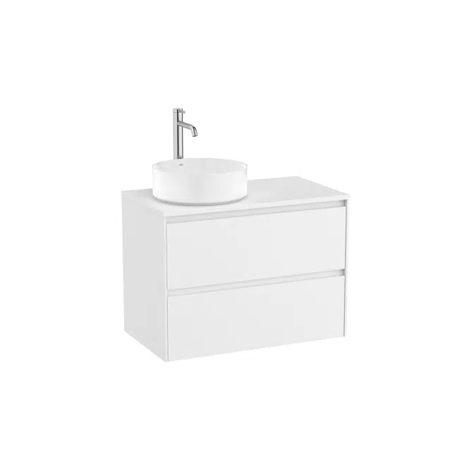 ONA Base unit for over countertop left hand basin with two drawers