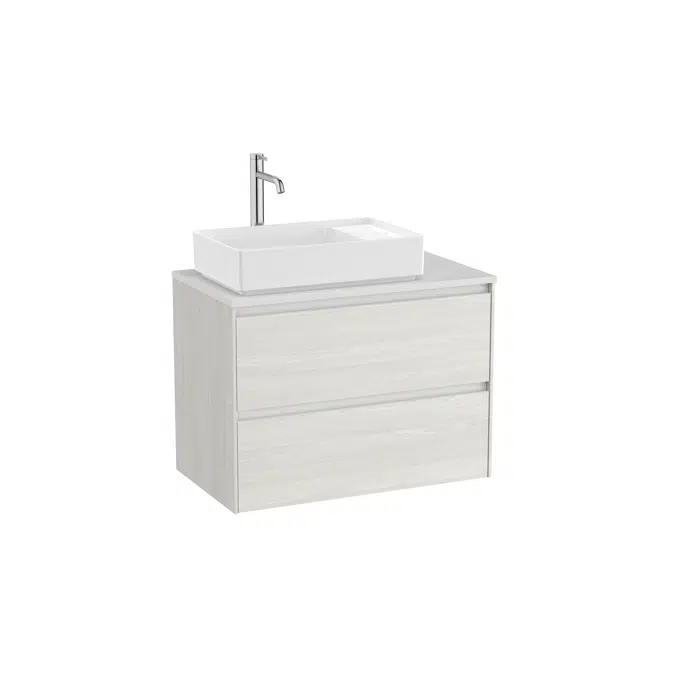 ONA Base unit for over countertop left hand basin with two drawers