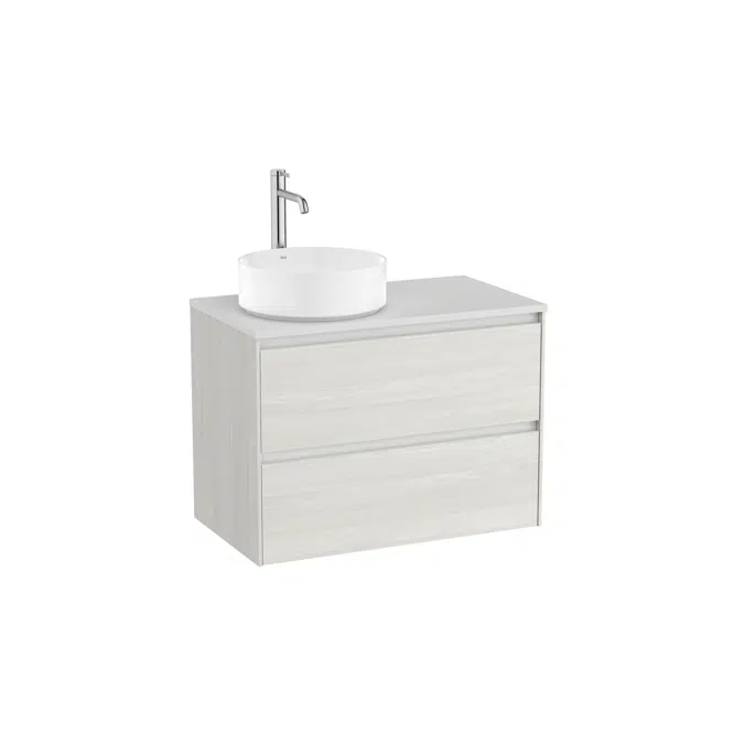 ONA Base unit for over countertop left hand basin with two drawers