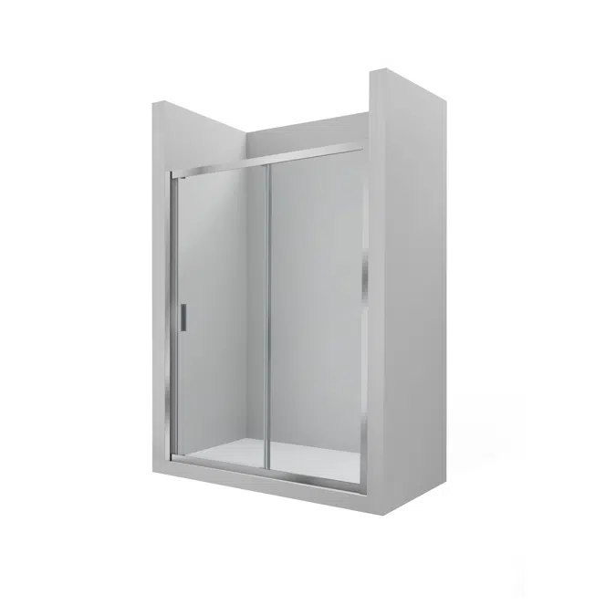 Ura L2-E - Front shower enclosure with 1 sliding door + 1 fixed panel