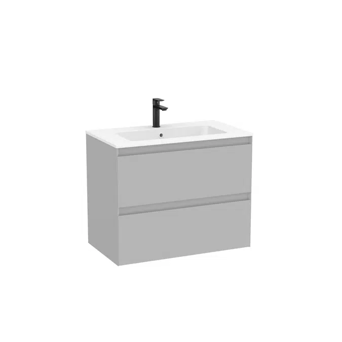 Tenue Unik (base unit with two drawers and Stonex® basin in matt white finish)