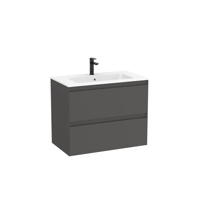 Tenue Unik (base unit with two drawers and Stonex® basin in matt white finish)