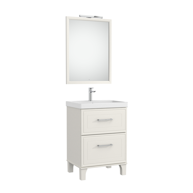 ROMEA Pack 600 (base unit with two drawers, basin, mirror and LED wall light)