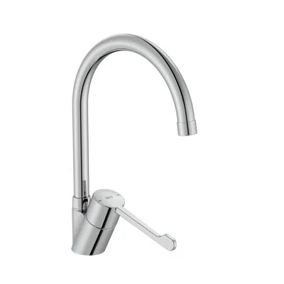 afbeelding voor Victoria Kitchen sink mixer with retractable swivel spout, rinse spray function and flexible supply hoses. Cold Start
