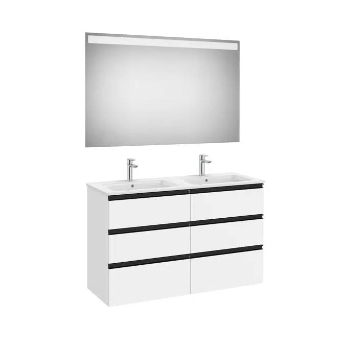 THE GAP 1200 Pack (base unit 6 drawers, double bowl basin and LED mirror)